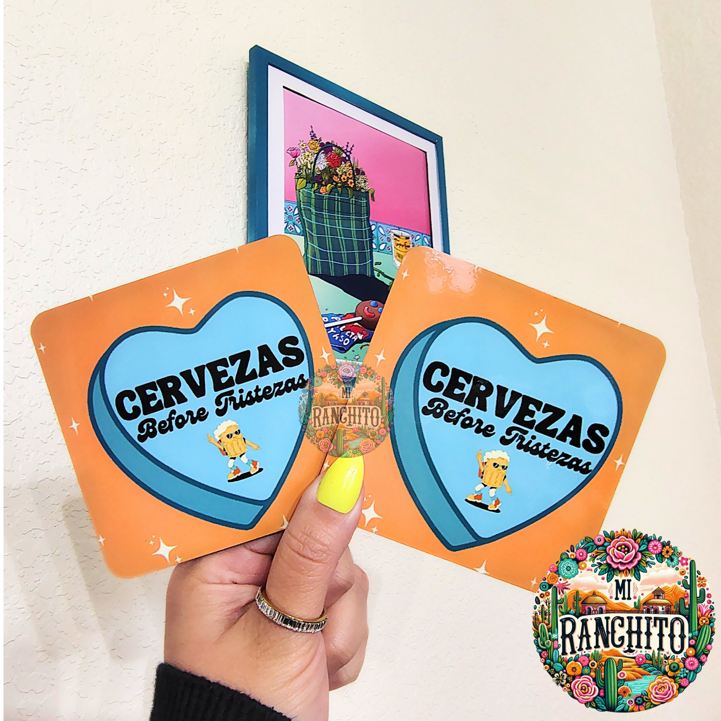 Cervezas before tristezas - Hardboard Coaster