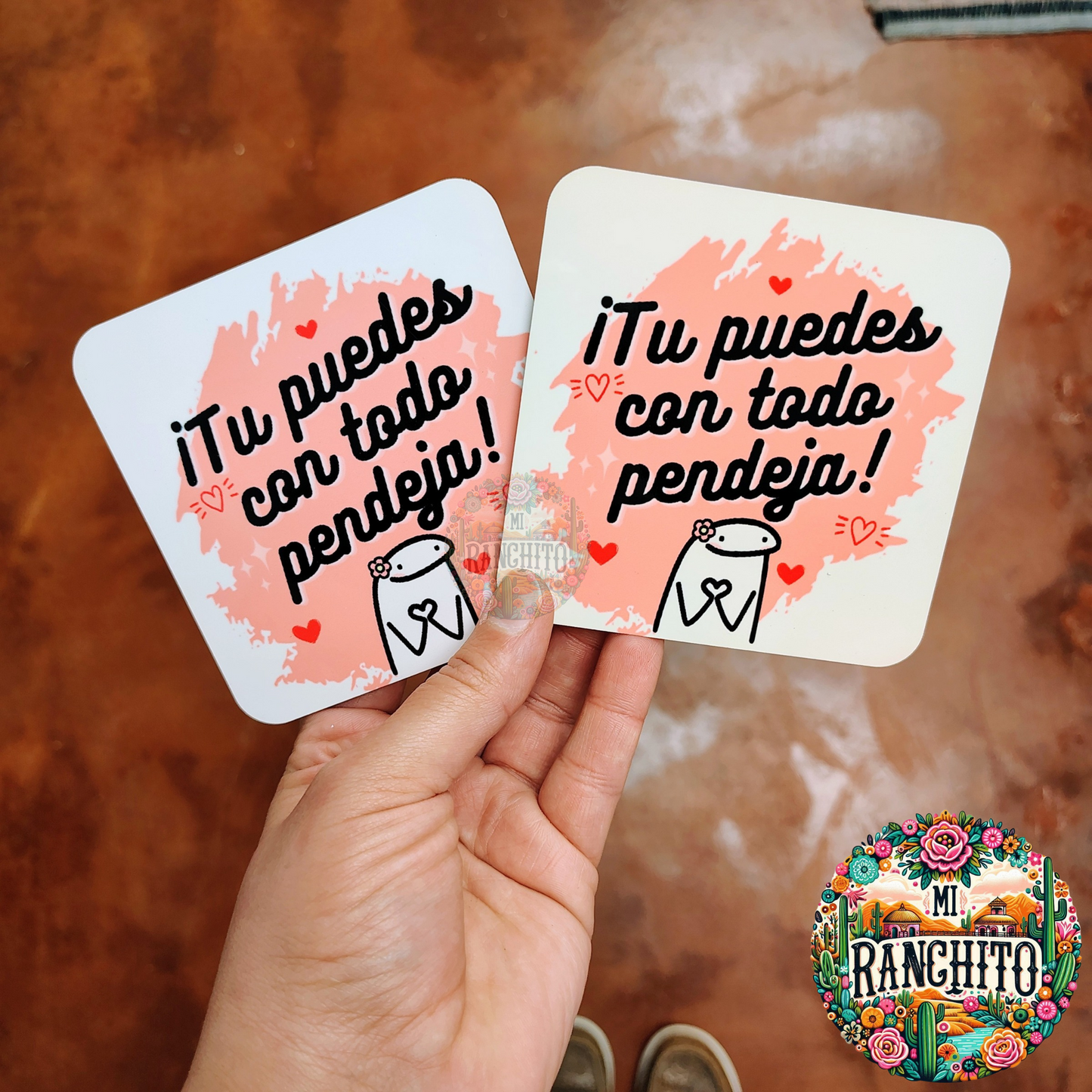 Tu puedes con todo pendeja (pink) - Hardboard coaster