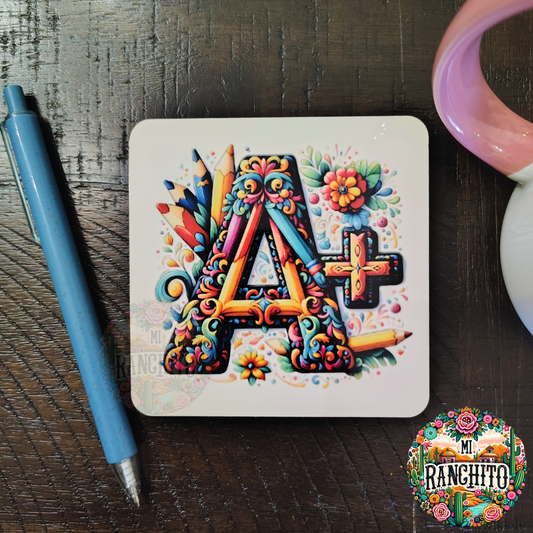 A+ florecitas - Hardboard Coaster