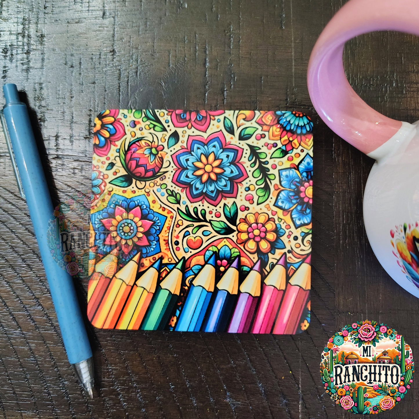 Colores y Flores - Hardboard Coaster