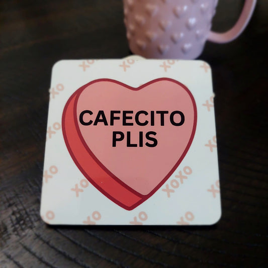 Cafecito Plis Corazoncito - Hardboard Coaster