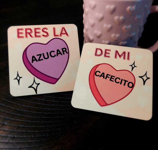 Eres La Azucar De Mi Cafecito - Corazoncito Set of 2 Coasters