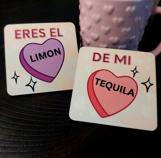 Eres El Limon De Mi Tequila - Corazoncito Set of 2 Coasters