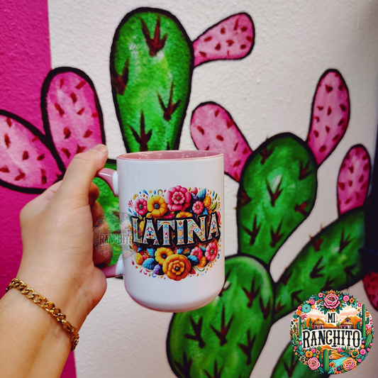 Latina con Flores - 15oz Coffee Mug