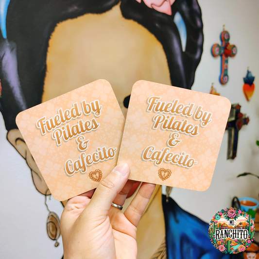 Fueled by Pilates & Cafecito - Hardboard Coaster