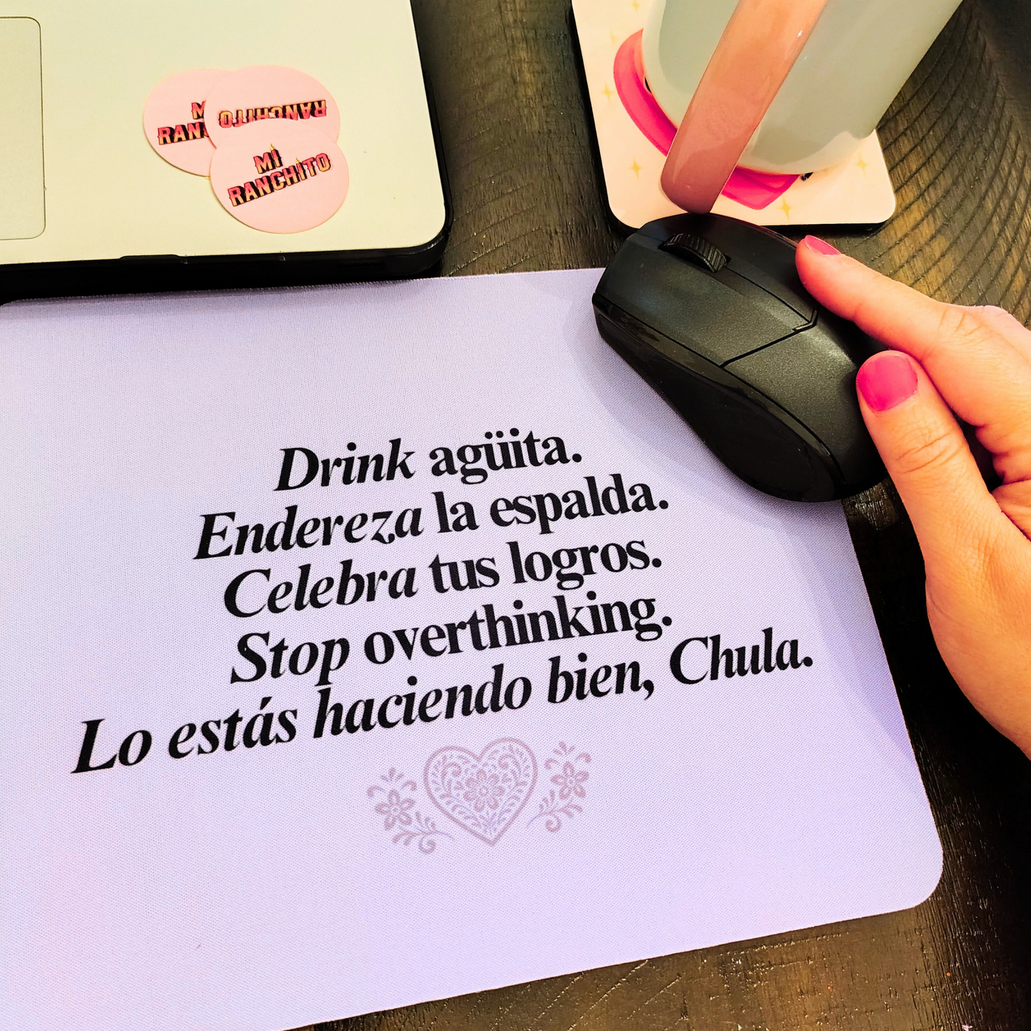 Drink agüita . Endereza la espalda - (Light purple) Mouse pad
